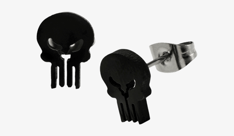 The Punisher Black Logo Stud Earrings, transparent png