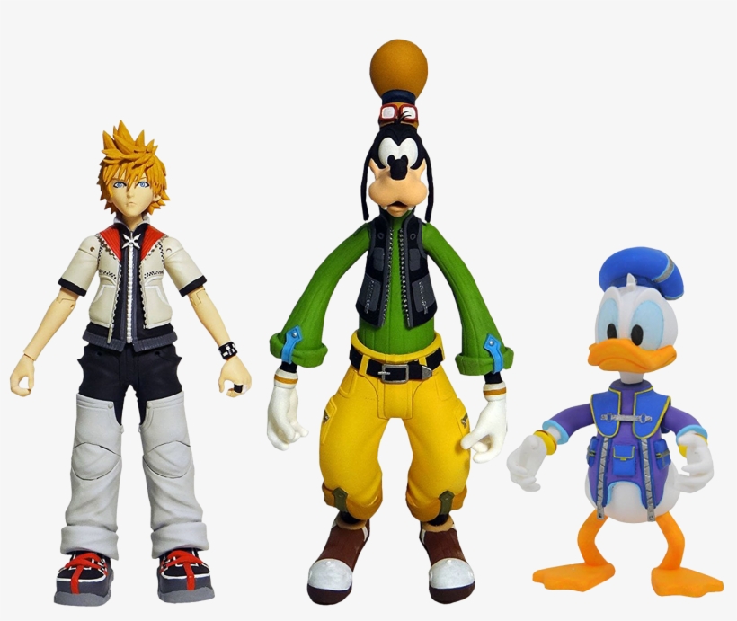 Roxas, Goofy & Donald Duck 7” Action Figure 3-pack - Action Figure Kingdom Hearts, transparent png