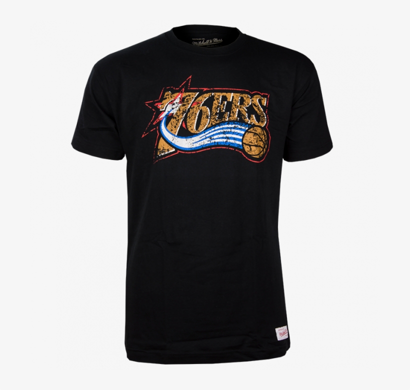Philadelphia 76ers Mitchell & Ness Distressed Hwc Logo - Shirt, transparent png