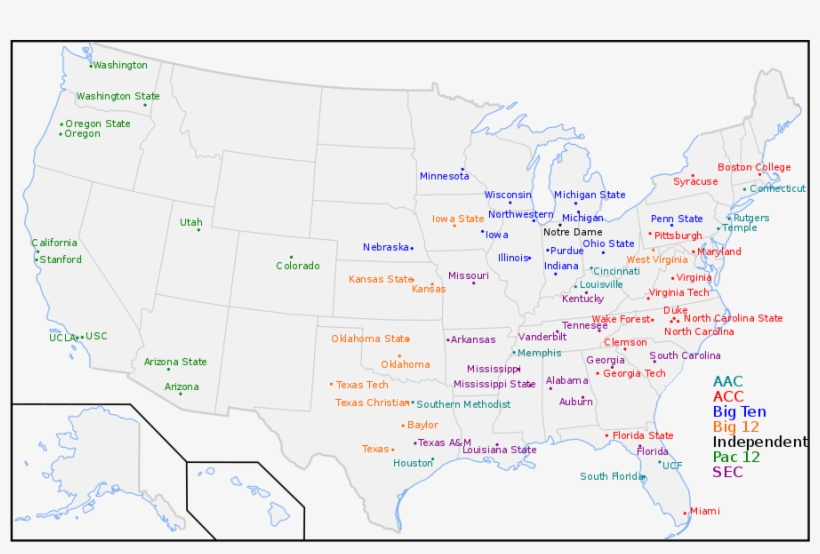 A Map Of Every University In The Aq Conferences In, transparent png