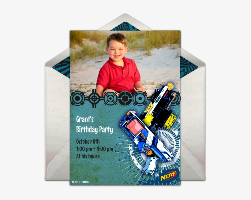 Nerf Photo Online Invitation - Flyer, transparent png