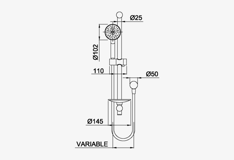 Posh Solus Mkii 1 Function Rail Shower Kit Chrome From - Diagram, transparent png