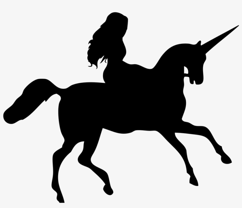 Onlinelabels Clip Art - Woman Riding Unicorn Silhouette, transparent png
