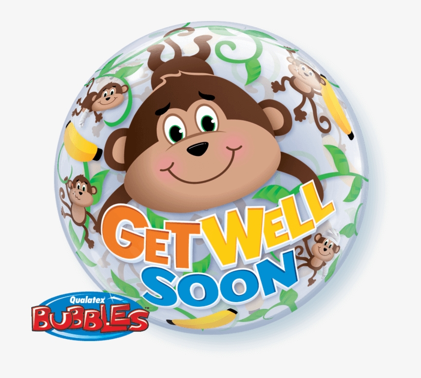 22" Bubble Balloon - Get Well Soon Monkey, transparent png