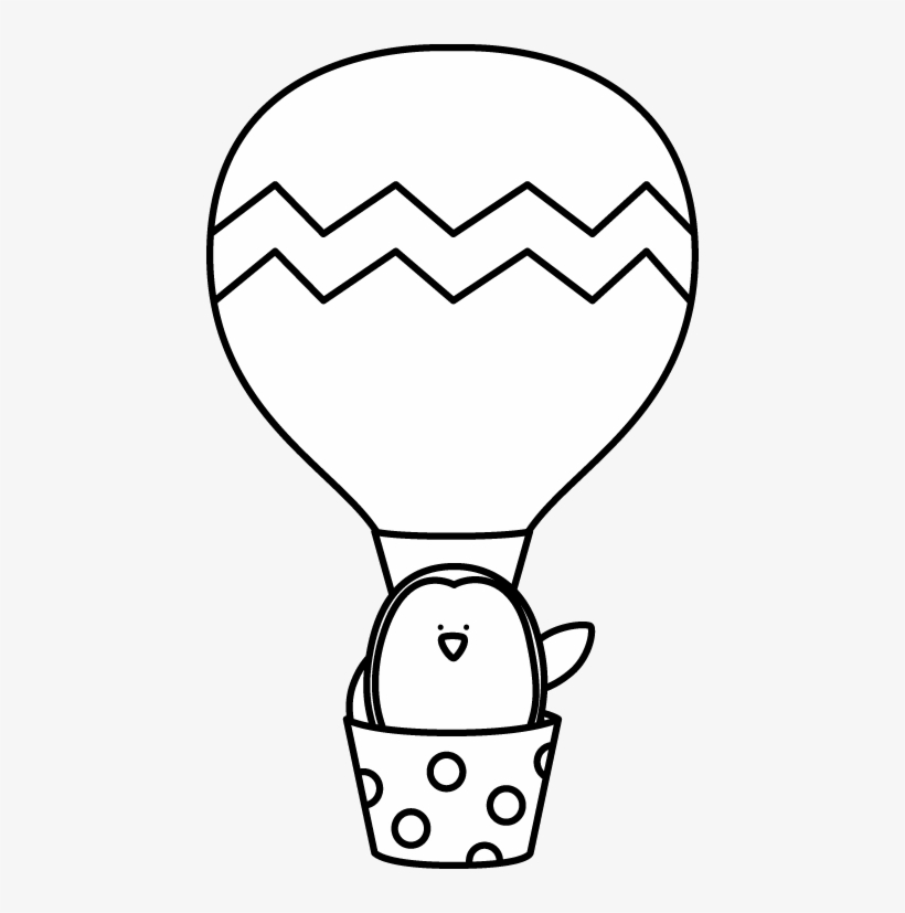 Black And White Penguin In A Hot Air Balloon, transparent png
