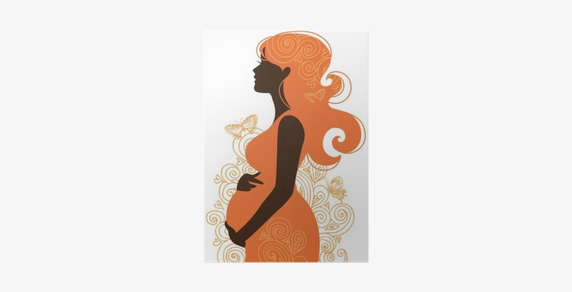 Pregnant Woman Silhouette, transparent png