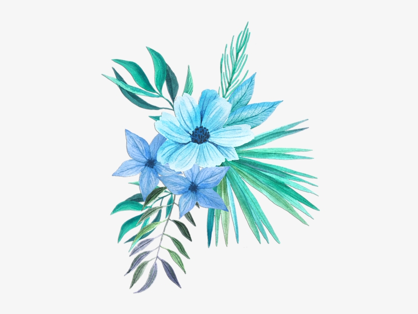 Bleed Area May Not Be Visible - Blue Watercolor Bouquet, transparent png