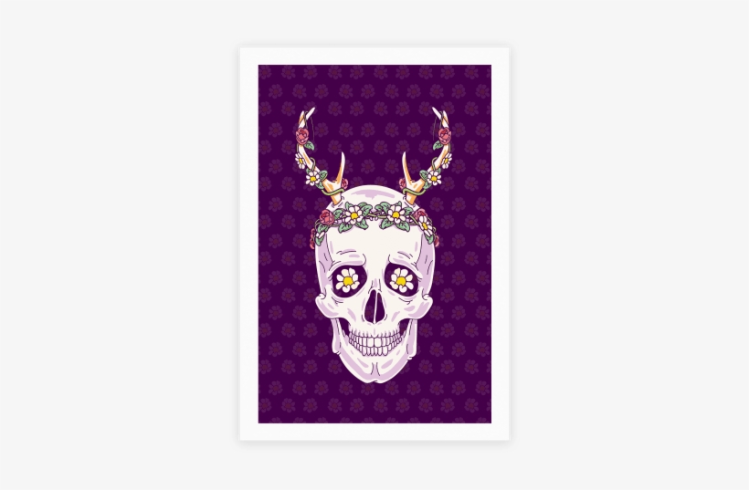 Flower Crown Skull Poster - Flower Crown Skull Tote Bag: Funny Tote Bag From Lookhuman., transparent png