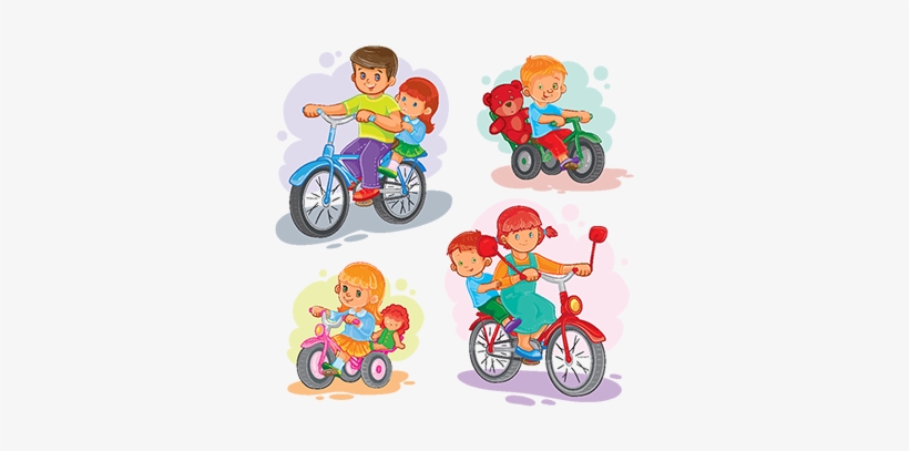 Set Of Vector Icons Small Children On Bicycles, Baby, - Icon, transparent png