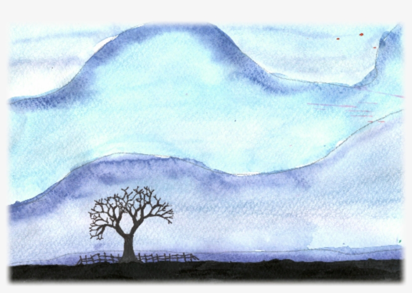 Beautiful Wet In Wet Dark Wash Along The Hill Tops - Oak, transparent png