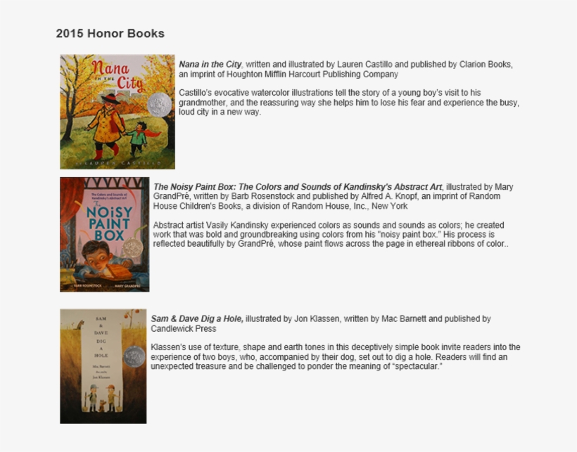 2015 Honor Books - Nana In The City, transparent png