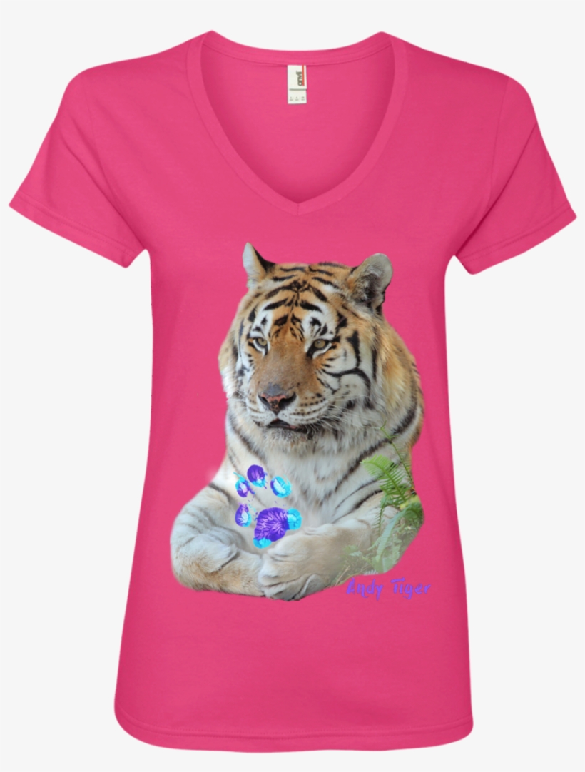 Andy Tiger Paw Print Ladies' V-neck Tee - Sip Coffee & Pet My Dog Ladies' Premium V-neck, transparent png