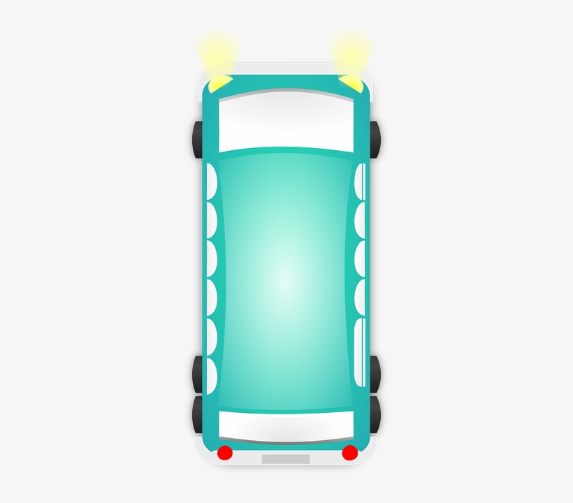 Bus, Car, Van, Top-view, Turquoise - Onibus Visto De Cima Desenho, transparent png