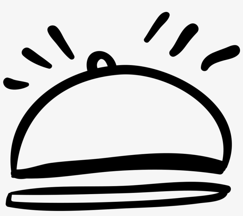 Hotel Food Plate With Rounded Cover Hand Drawn Outline - Hand Drawn Waiter Plate Png, transparent png