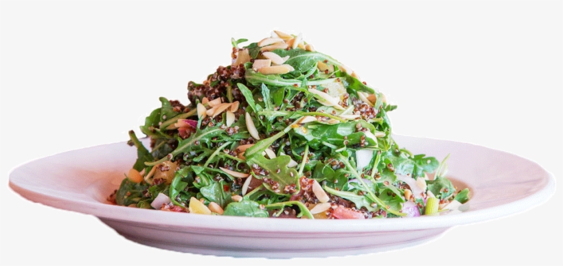 Large Plate Of Green Salad Topped With Nuts - Food On Plate Side View Png, transparent png