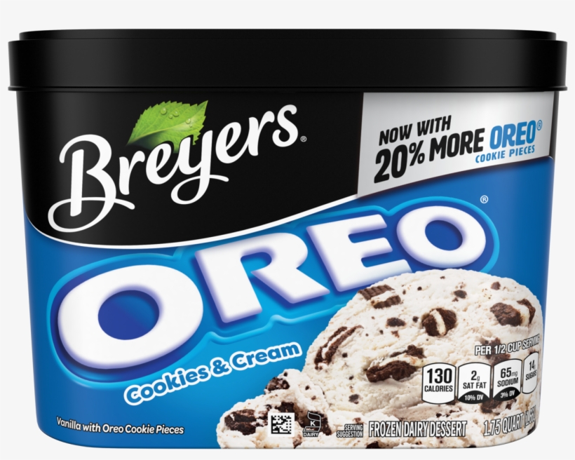 A 56 Ounce Tub Of Breyers Oreo Front Of Pack - Breyers Ice Cream, Chocolate Peanut Butter - 1.5 Qt, transparent png