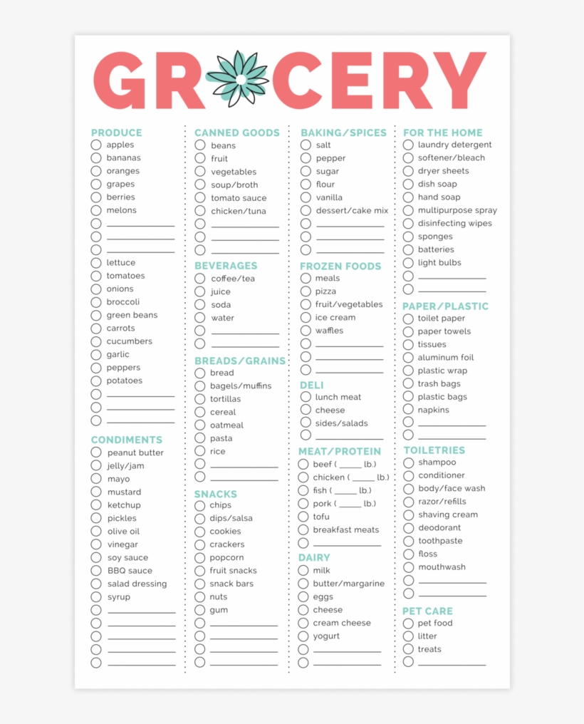 Grocery List Planning Pad 6 X 9 Store Shopping And - Grocery List, transparent png