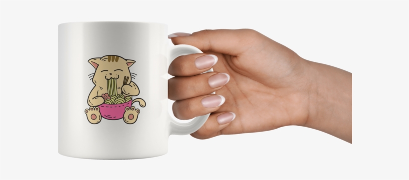 Cute Kawaii Japanese Anime Cat Eating Ramen In A Pink, transparent png