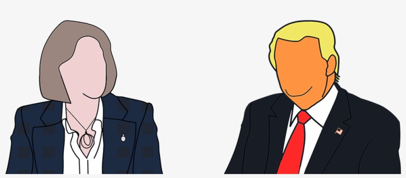 A Cartoon Of Theresa May And Donald Trump - Businessperson, transparent png