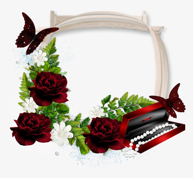 Beautiful Transparent Photo Frame With Dark Red Roses - Frame With Red Roses Png, transparent png