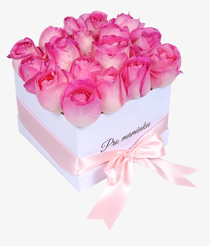 White Box Of Pink Roses For Mom - Kytice Růží V Krabici, transparent png