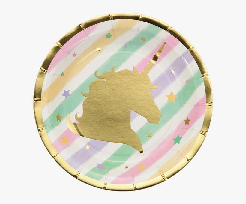 Unicorn Metallic Stamped Dessert Plates - Unicorn Baskılı Pasta, transparent png