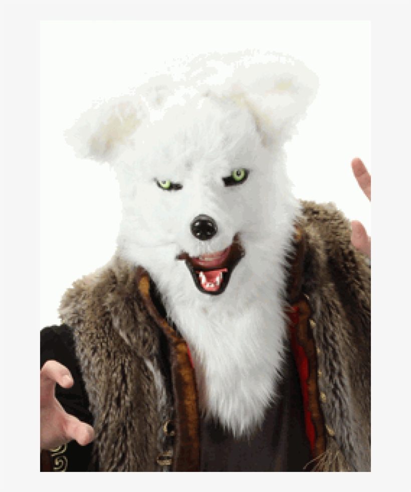 Furry White Fox Mouth Mover Mask At Scifi Collector, - White Fox Mouth Mover Mask, transparent png