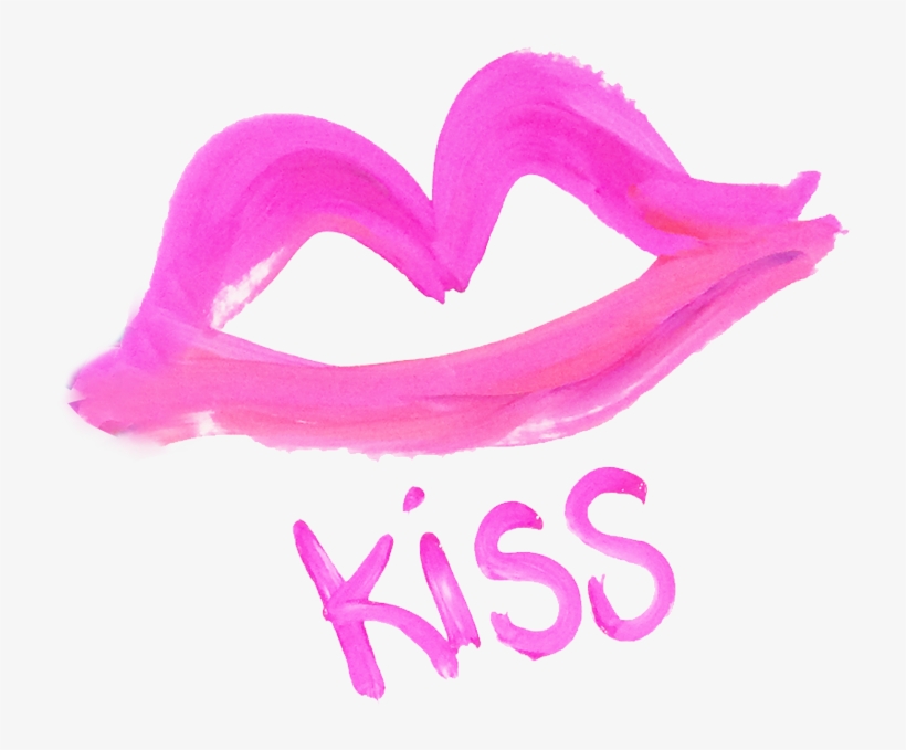 Outline Of Lips Impression With The Word "kiss" Underneath - Lips, transparent png