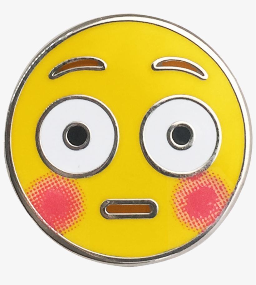 Flushed Emoji Pin - Emoji, transparent png