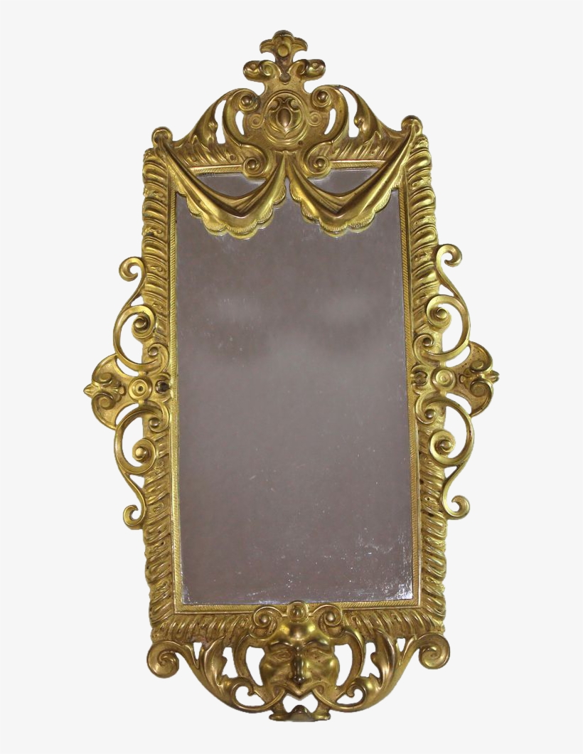 Antique Bronze Wall Mirror With Open Worked Frame And, transparent png