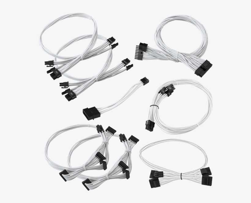Gs White Power Supply Cable Set (individually Sleeved) - Evga White Gs/ps (550/650 Watt) Power Supply Cable, transparent png