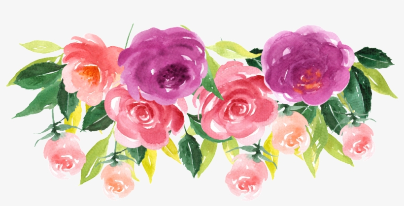 Hand Painted Purple Flowers Png Transparent - Animals And Flowers Watercolor, transparent png