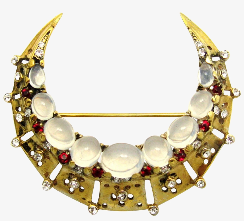 Crown Trifari A Philippe 1946 Sterling Crescent Moon - Necklace, transparent png