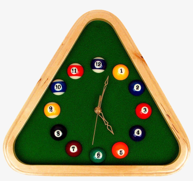 Billiard Clock- Triangle - Trademark Global Pool Rack Quartz Clock With Solid, transparent png