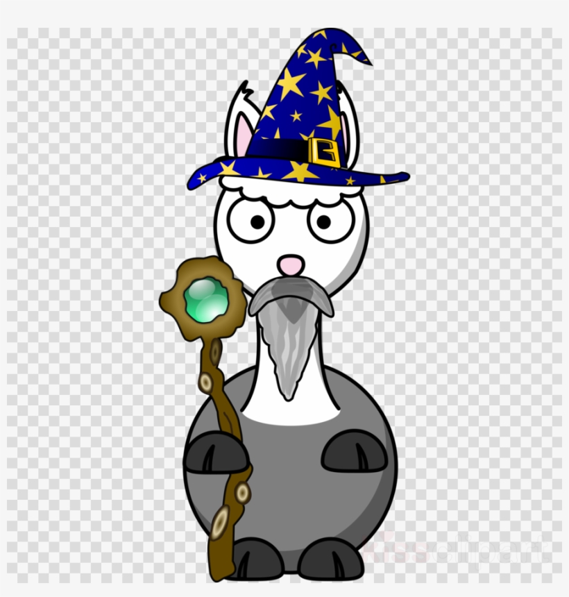 Cute Cartoon Llama Clipart Llama Cuteness - Rectangle Magnet Little Round Penguin Wizard, transparent png