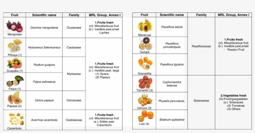 Tropical Fruits Studied In This Work And Mrls Groups - Tropical Fruit, transparent png
