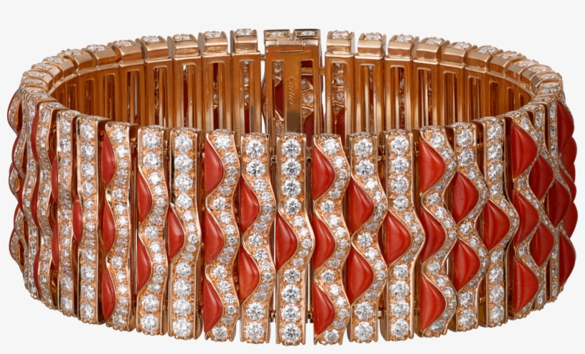 High Jewelry Braceletpink Gold, Coral, Diamonds - Brazaletes Alta Joyeria, transparent png