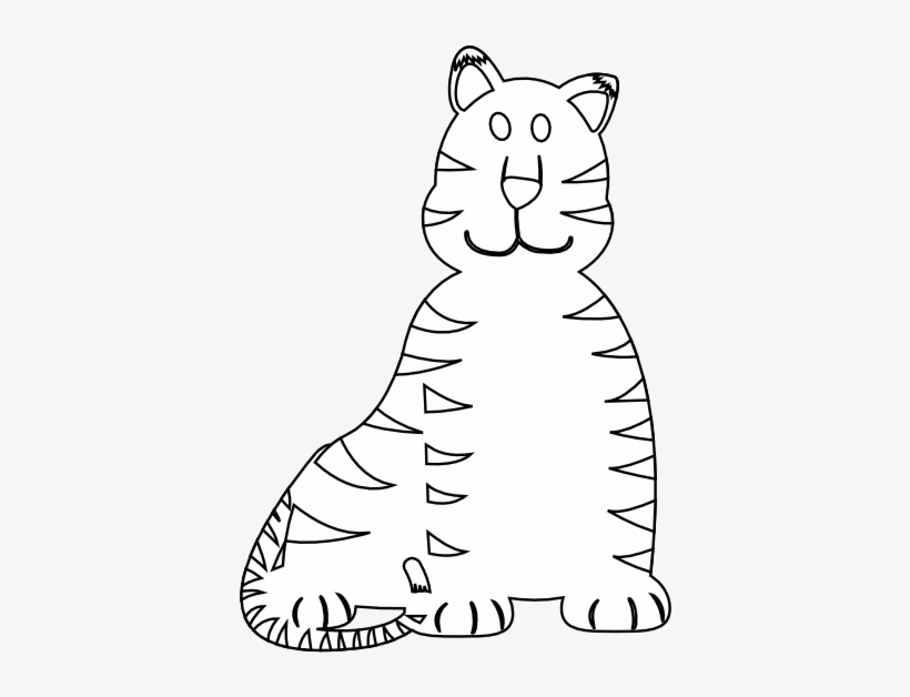 Colorful Animal Tiger Black White Line Art 555px - Clip Art, transparent png
