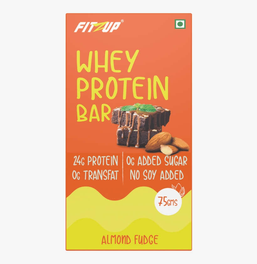 Buy Fitzup Almond Fudge Whey Protein Bar Pack Of 6 - Protein Bar, transparent png