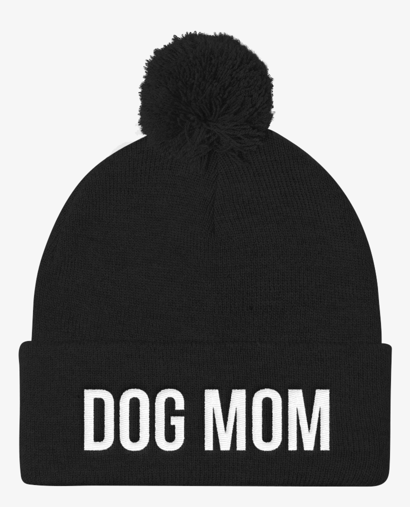 Dog Mom Embroidered Pom Pom Knit Beanie - Pom Pom Hat, Hustler, Beanie, Beanie Hat, Pom Pom Beanie,, transparent png