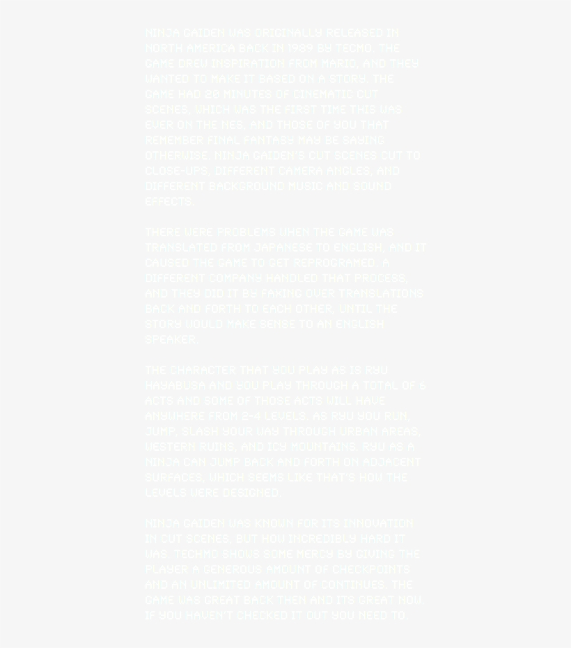 Ninja Gaiden Was Originally Released In North America - Colorfulness, transparent png