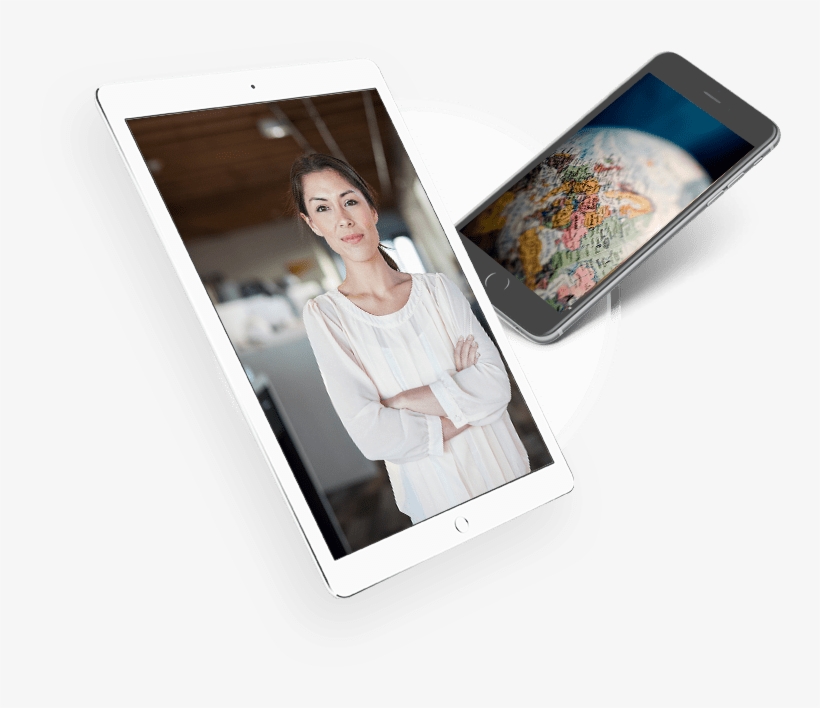 A Woman Standing While Folding Her Arms Shown On A - Tablet Computer, transparent png