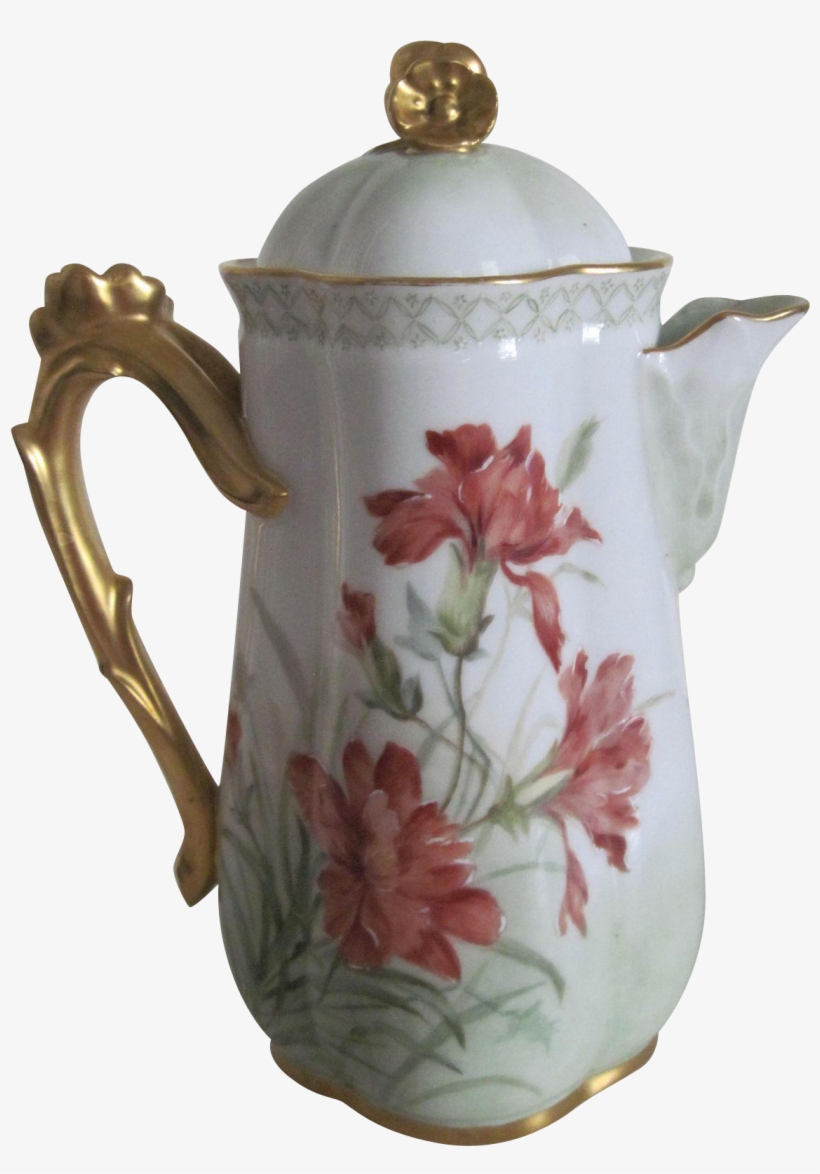 Antique Limoges Hand Painted Chocolate Pot, transparent png