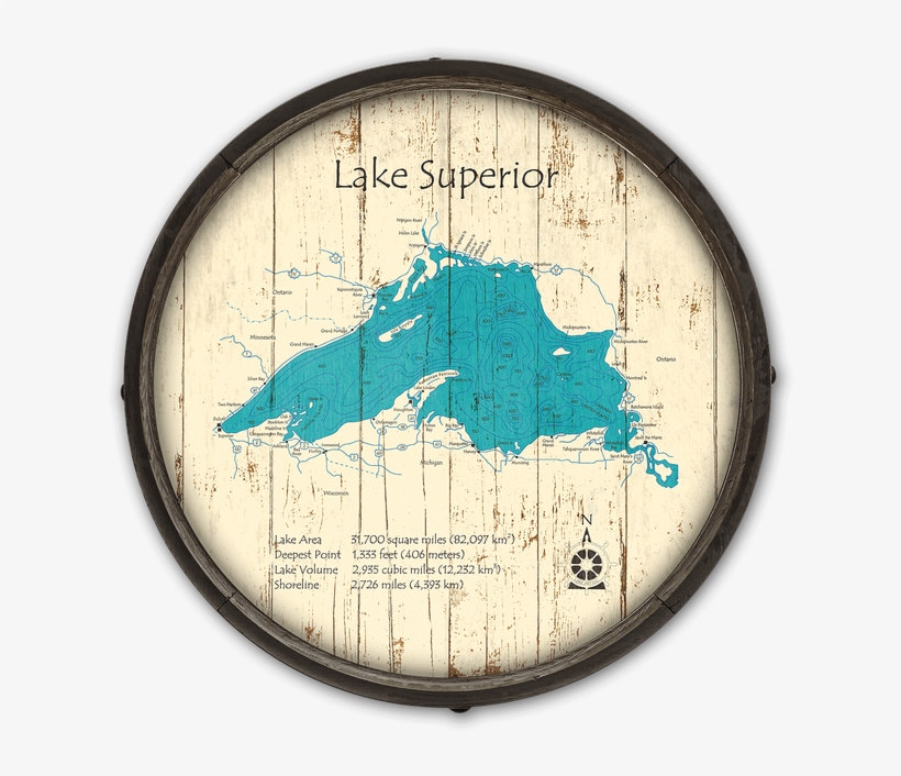 Lake Superior Wooden Barrel End Map - Great Lakes, transparent png