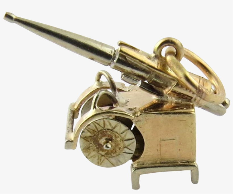 Vintage 9k Two-tone Gold Moving Cannon Charm - Goldandsilverbrokers Jahrgang 9k Anhänger Zweifarbig, transparent png
