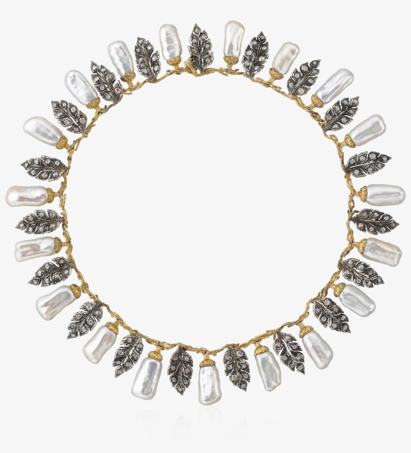 Necklace Necklace In Silver And Yellow Gold With Pearls, transparent png