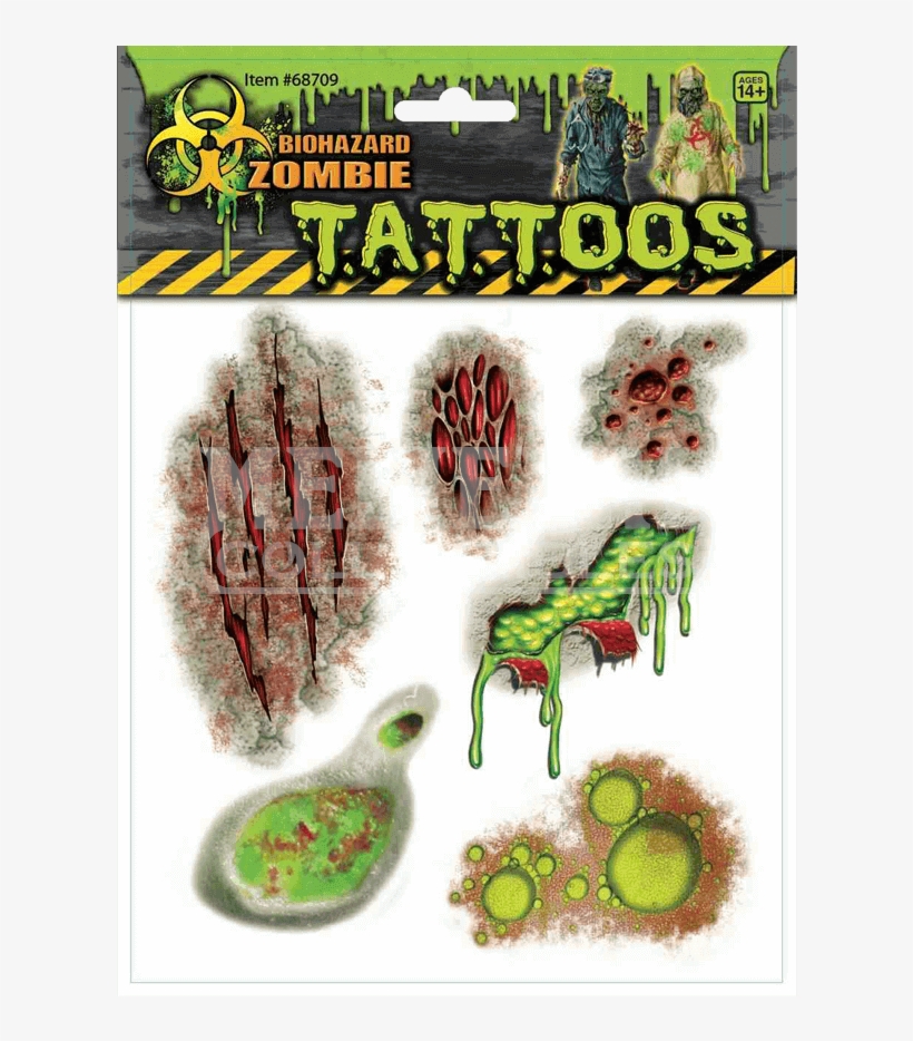 Biohazard Zombie Scar Tattoos - Forum Novelties Biohazard Zombie Temporary Tattoo Set, transparent png