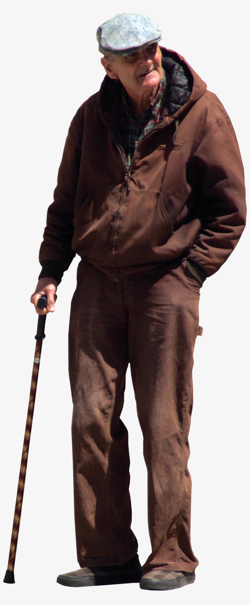 Old Man With Walking Stick And Flat Cap Cut Out People, - Old Man Png, transparent png