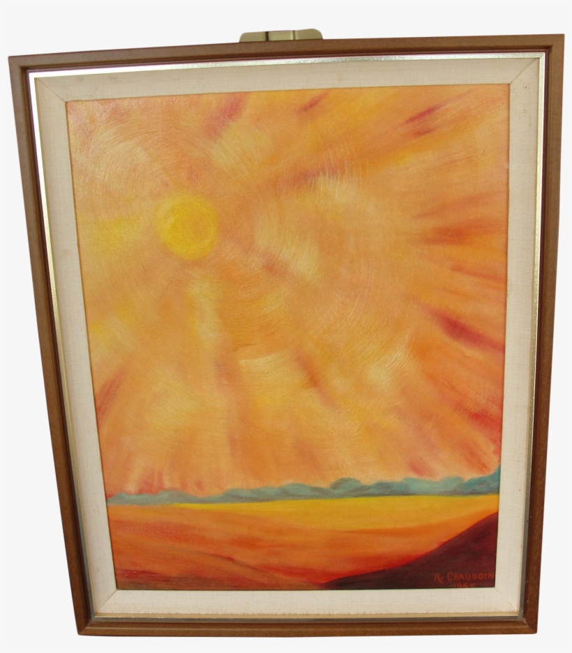 Vintage Impressionist Oil On Board Painting Of Sun - Painting, transparent png