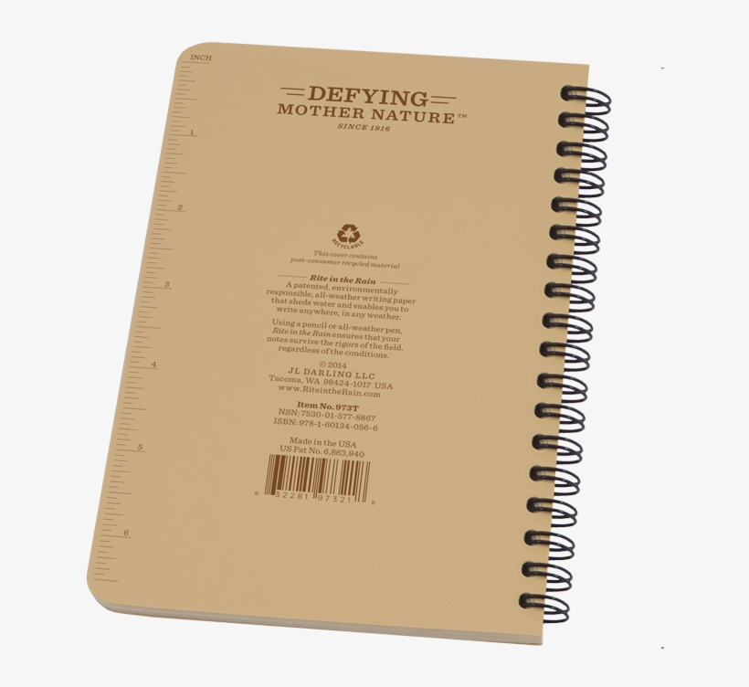 Rite In The Rain Spiral Notebook - Jl Darling - 973t - Spiral Notebook, Universal, 4-5/8, transparent png